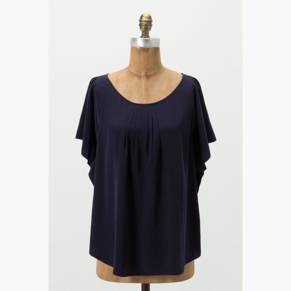 Anthropologie Tops - 009 POSTMARK Navy Flutter Sleeve Hilma Blouse sz 6